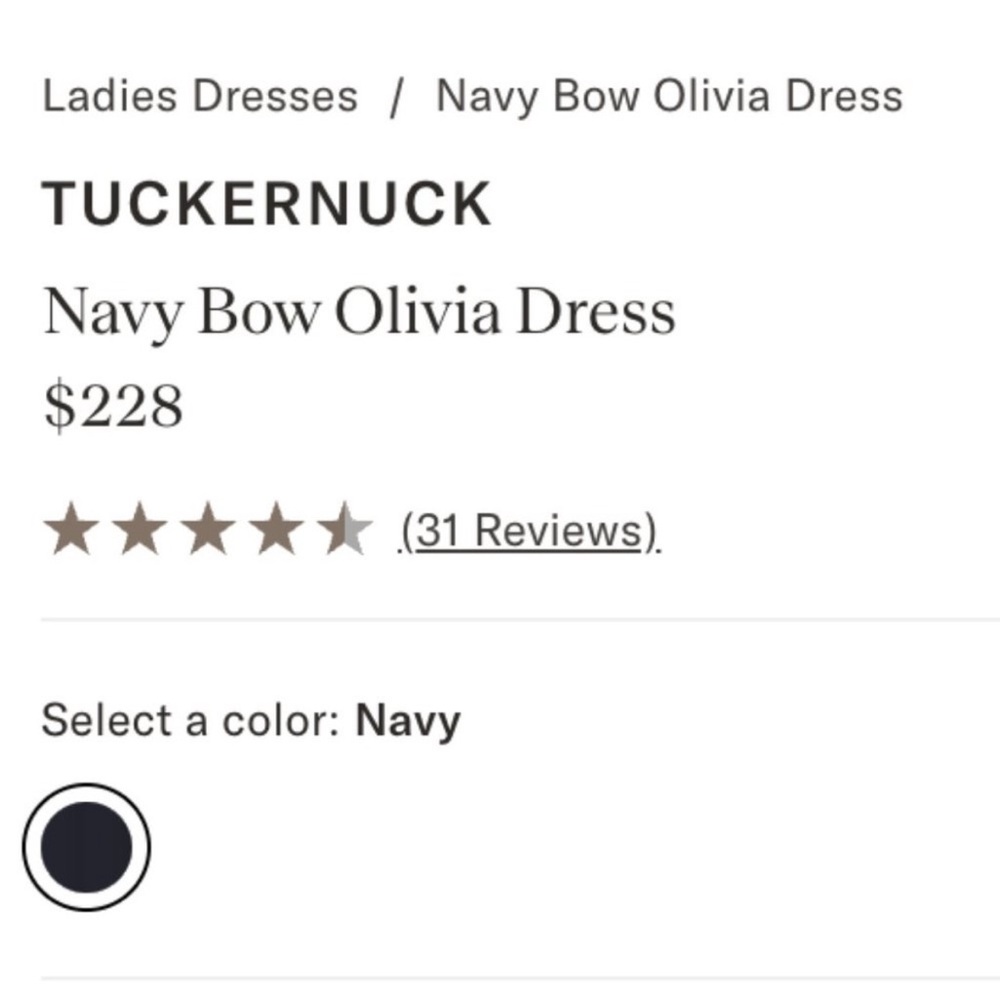 NWT Tuckernuck Navy Bow Olivia Dress with Cream Trim size XL - Picture 7 of 7
